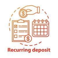 Recurring deposit concept icon. Savings idea thin line illustration. Creating investment account. Regular payments, timed banking charges. Vector isolated outline drawing