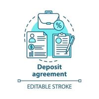 Deposit agreement concept icon. Savings idea thin line illustration. Signing bank contract, legal documentation. Constructing financial contract. Vector isolated outline drawing. Editable stroke