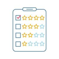 Rating survey color icon. Linear vector