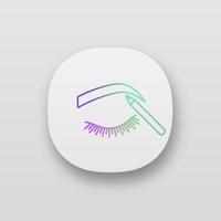 Eyebrows shaping app icon. UI UX user interface. Makeup pencil. Brows makeup. Brows contouring. Eyebrow pencil. Web or mobile application. Vector isolated illustration