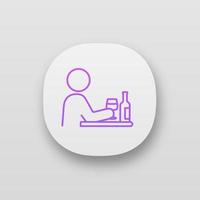 icono de la aplicación de malos hábitos. alcoholismo. hábito de beber. consumo excesivo de alcohol. depresión ansiedad. síntomas de estrés conductual. interfaz de usuario ui ux. aplicación web o móvil. vector ilustración aislada