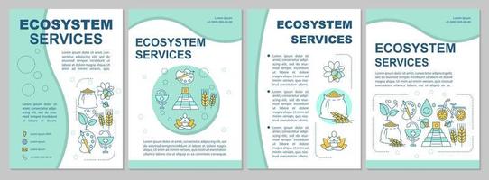 Ecosystem services brochure template layout. Nature resources. Flyer, booklet, leaflet print design with linear illustrations. Vector page layouts for magazines, annual reports, advertising posters