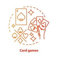 icono de concepto de juegos de cartas. ilustración de línea delgada de idea de blackjack de póquer. palos de naipes, ases. apuestas, juegos de azar. casino. dibujo de contorno aislado vectorial vector