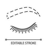 Eyebrow contouring linear icon. Thin line illustration. Brows shaping. Eyebrow makeup. Brows microblading or tattooing preparation. Contour symbol. Vector isolated outline drawing. Editable stroke