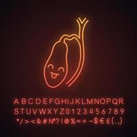 Smiling gallbladder neon light icon. Healthy digestive system. Gallbladder health. Glowing sign with alphabet, numbers and symbols. Vector isolated illustration