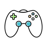 icono de color blanco de la sala de juegos. mando controlador de videojuegos. área de recreación comunitaria. espacio para pasar tiempo con amigos. competición de deportes electrónicos. palanca de mando. ilustración vectorial aislada vector