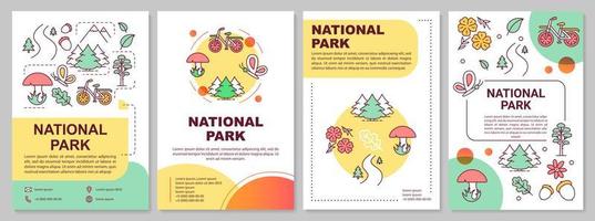 National park brochure template layout. Forest reserve. Flyer, booklet, leaflet print design with linear illustrations. Vector page layouts for magazines, annual reports, advertising posters