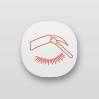 Eyebrows tinting app icon. UI UX user interface. Eyebrows brush. Henna brow tattoo. Brows shaping by dyeing. Pigment application. Web or mobile application. Vector isolated illustration