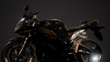 moto sport bike in dark studio with bright lights photo