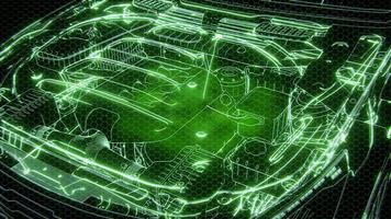 Holographic animation of 3D wireframe car model with engine photo
