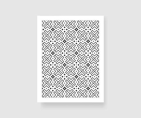 Geometric seamless pattern coloring pages linear drawing simple black and white background vector template