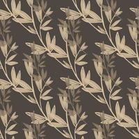 Grunge leaf seamless pattern. Botanical background. Retro floral wallpaper. Vector illustration.