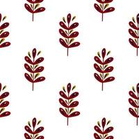 Isolated nature seamless pattern with maroon branches ornament. Botanic simple backdrop. Doodle print. vector