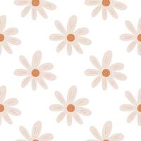 Geometric ditsy flowers seamless pattern isolated on white background. Pretty botanical backdrop. Simple chamomile print. vector