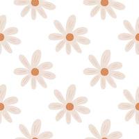 Geometric ditsy flowers seamless pattern isolated on white background. Pretty botanical backdrop. Simple chamomile print. vector