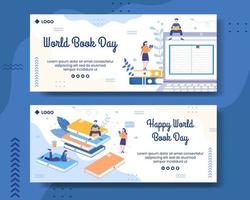 World Book Day Banner Template Flat Design Education Illustration Editable of Square Background Suitable for Social Media or Web Internet Ads vector