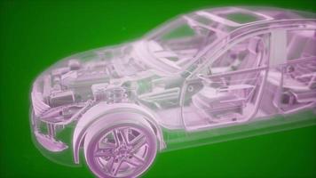 Holographic animation of 3D wireframe car model with engine photo