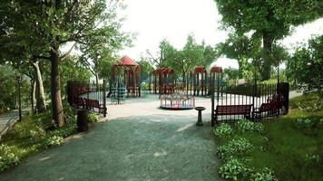 empty children playground for leisure in the park closed in a while Coronavirus photo