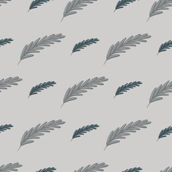 patrón sin costuras boho en estilo gris pálido con formas de plumas. ornamento abstracto de la naturaleza dibujado a mano. vector