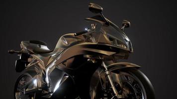 moto sport bike in dark studio with bright lights photo