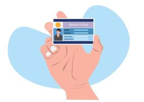 foto de primer plano de la tarjeta de identificación del conductor del titular de la licencia de conducir con ilustración de vector de foto en estilo plano