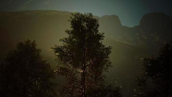 Scenic landscape with steep cliffs and trees during a sunny day photo