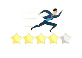 Ratings, reviews of customers or business ideas and investment ratings. Businessmen have added a golden yellow star for their rating. Flat style cartoon illustration vector