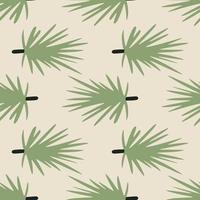 Pastel seamless doodle pattern with pine branch ornament. Green soft foliage shapes on pastel pink background. vector
