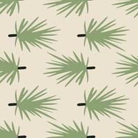 Pastel seamless doodle pattern with pine branch ornament. Green soft foliage shapes on pastel pink background. vector