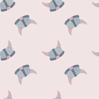 Minimalistic pastel tones seamless pattern with viking helmets. Scandinavian ornament in pink and blue pale tones. vector