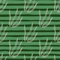 Geometric doodle grasss seamless pattern on stripe background. vector