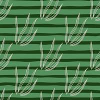 Geometric doodle grasss seamless pattern on stripe background. vector