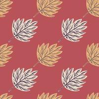Seamless pattern with contoured creative fall leaves shapes. vector