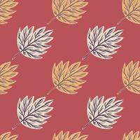 Seamless pattern with contoured creative fall leaves shapes. vector