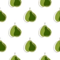 Isolated food seamless pattern with green abstract pear ornament. White background. Decorative shapes. vector