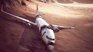 abandoned crushed plane in desert photo