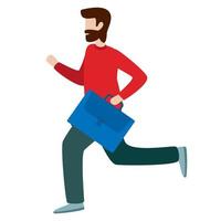 Bearded man running. Flat style vector character illustration