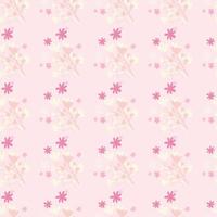 Romantic rozy seamless floral pattern with branches and daisy elements on pink tones. Simple botanic backdrop. vector