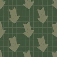Hand drawn arrow seamless pattern on stripes background. Green arrows pattern. vector