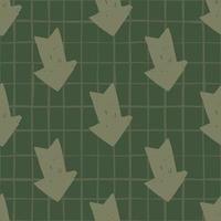 Hand drawn arrow seamless pattern on stripes background. Green arrows pattern. vector