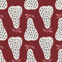 Geometric pears seamless pattern in red background. Juicy fruit wallpaper vector