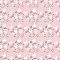 Tender heart flowers seamless pattern. Soft pink background with white valentine elements. vector