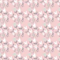 Tender heart flowers seamless pattern. Soft pink background with white valentine elements. vector