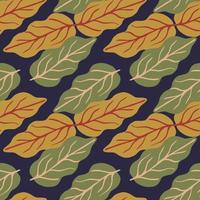 Beautiful autumn leaves seamless pattern on blue background. Botanical leaf background. vector