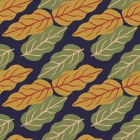 Beautiful autumn leaves seamless pattern on blue background. Botanical leaf background. vector