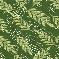 Seamless creative floral pattern with foliage branches silhouettes. Green palette random print with splashes. vector