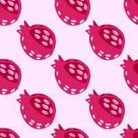 Hand drawn garnet seamless stylized fruit pattern. Simple pomegranate ornament in pastel pink tones. vector