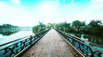 Puente viejo de 8k en el parque en verano foto