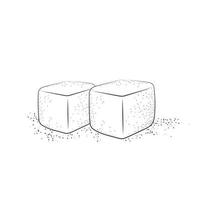 Hand drawn sugar cubes. Two white sugar cubes isolated vector