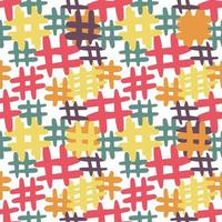 Hand drawn colorful hashtag icon seamless pattern vector